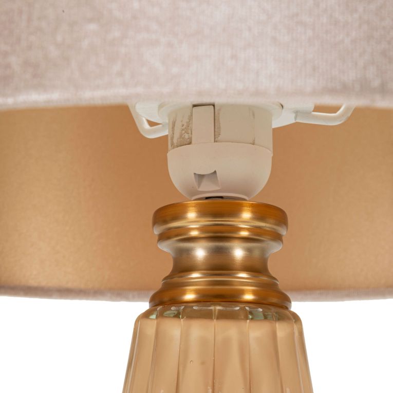 Lampada da Tavolo Rosa Perlato Bronzo Perlato Necessaria 1 Lampadina Paralume, Attacco e27 - Portre