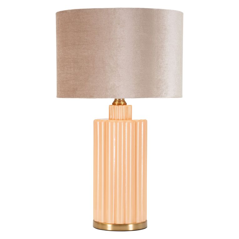 Lampada da Tavolo Rosa Perlato Rosa Salmone Necessaria 1 Lampadina Paralume, Attacco e27 - Dabaparo