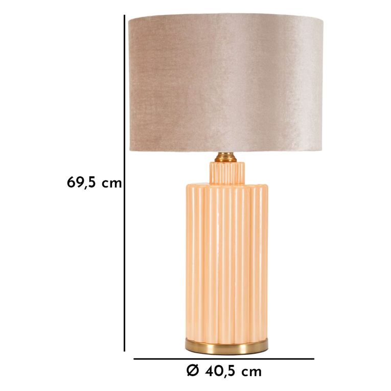 Lampada da Tavolo Rosa Perlato Rosa Salmone Necessaria 1 Lampadina Paralume, Attacco e27 - Dabaparo