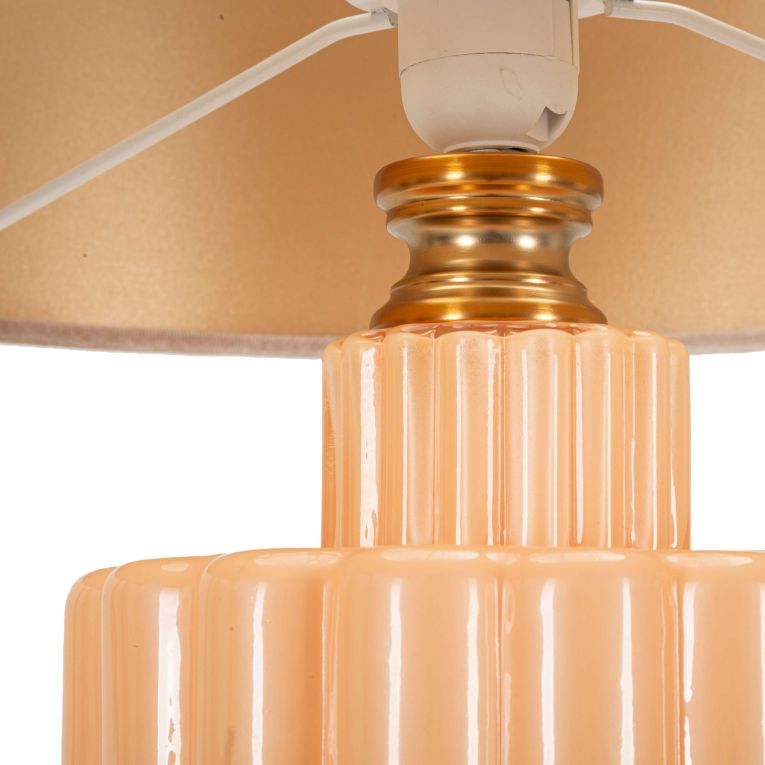 Lampada da Tavolo Rosa Perlato Rosa Salmone Necessaria 1 Lampadina Paralume, Attacco e27 - Dabaparo