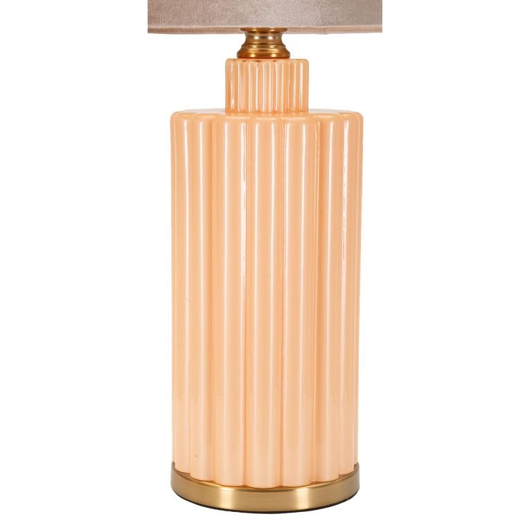 Lampada da Tavolo Rosa Perlato Rosa Salmone Necessaria 1 Lampadina Paralume, Attacco e27 - Dabaparo