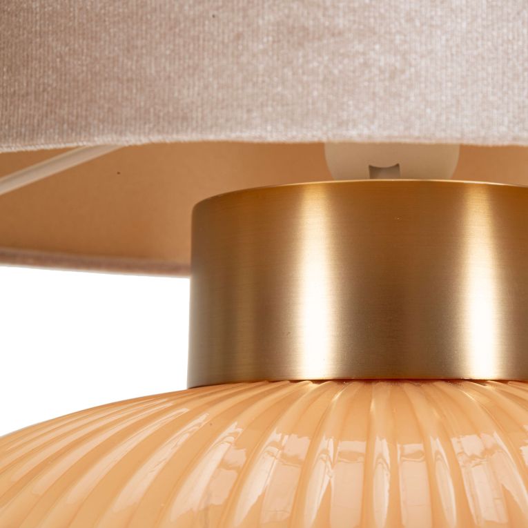 Lampada da Tavolo Rosa Perlato Rosa Salmone Necessaria 1 Lampadina Paralume, Attacco e27 - Fanoti