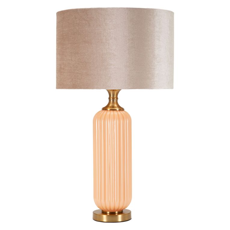 Lampada da Tavolo Rosa Perlato Rosa Salmone Necessaria 1 Lampadina Paralume, Attacco e27 - Fapa