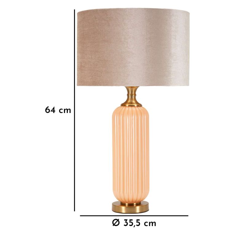 Lampada da Tavolo Rosa Perlato Rosa Salmone Necessaria 1 Lampadina Paralume, Attacco e27 - Fapa
