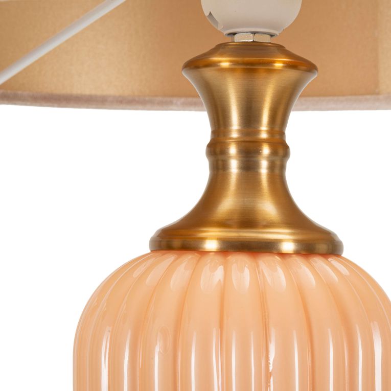 Lampada da Tavolo Rosa Perlato Rosa Salmone Necessaria 1 Lampadina Paralume, Attacco e27 - Fapa