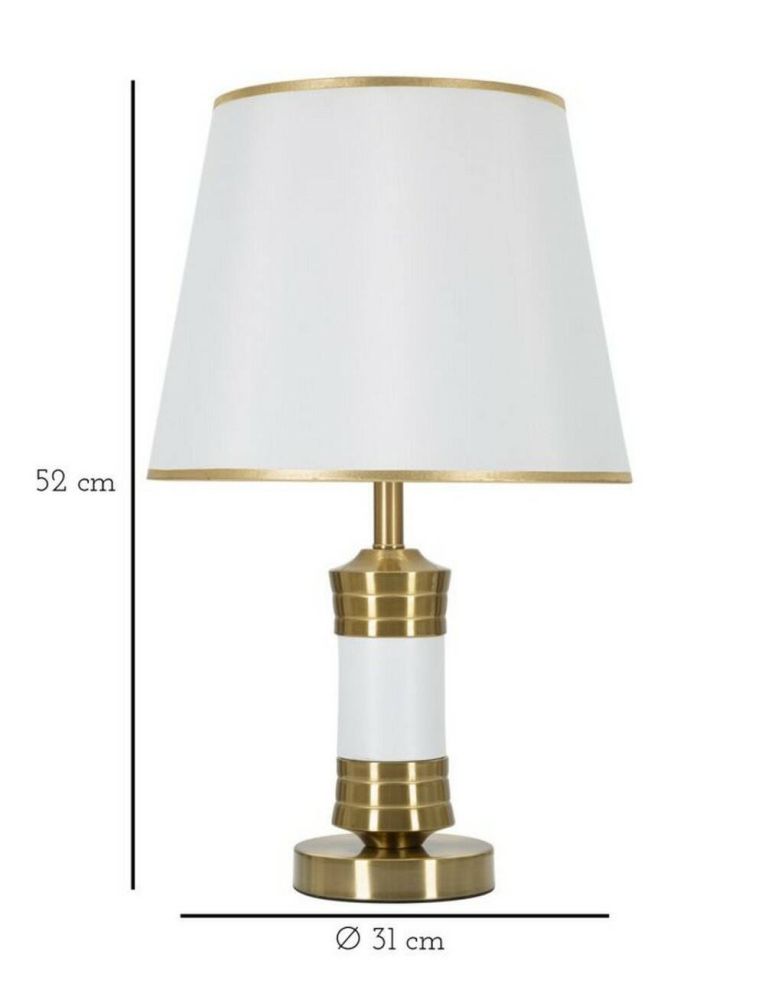 Lampada da tavolo Sinopia, Bianco e Oro, 31x31 h52 cm