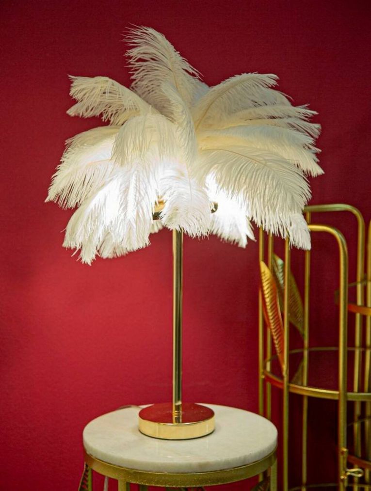 Lampada da tavolo Sinopia, Bianco e Oro, 40x40 h55 cm