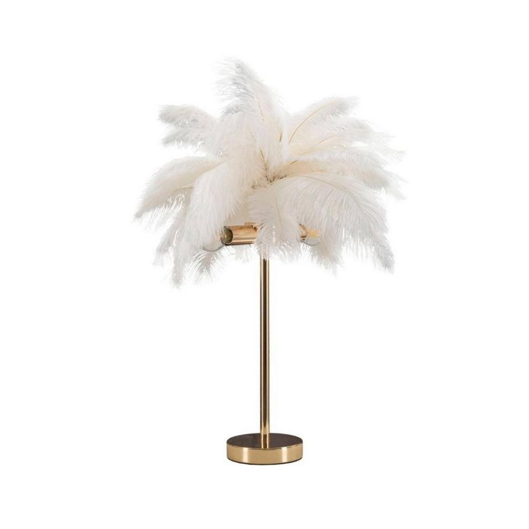 Lampada da tavolo Sinopia, Bianco e Oro, 40x40 h55 cm