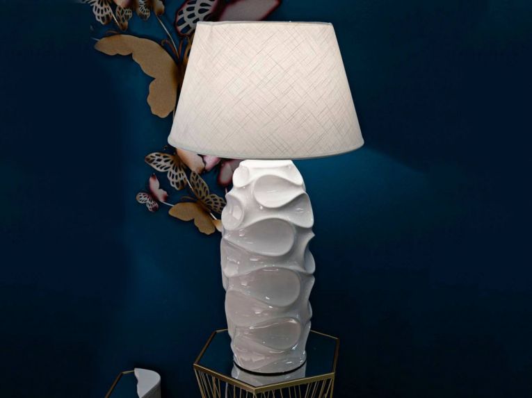 Lampada da tavolo Stencil, Bianco, 45x45 h83 cm