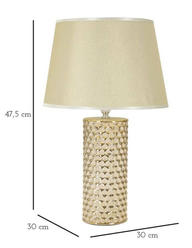 Lampada da tavolo Supreme, Bianco e Oro, 30x30 h48 cm