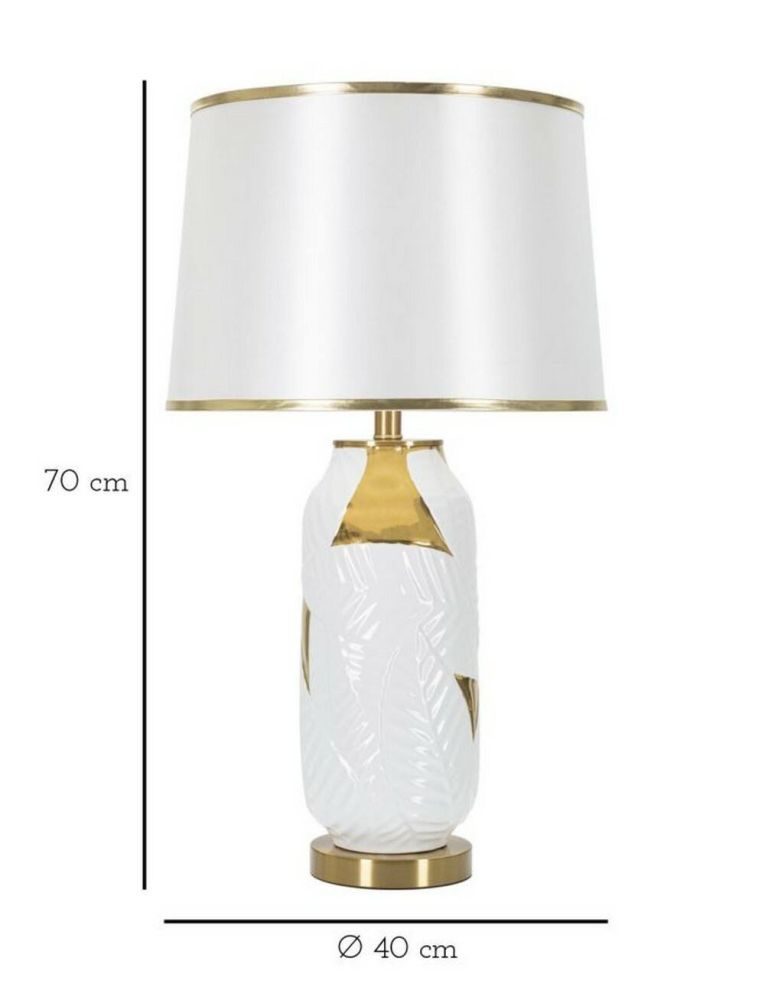 Lampada da tavolo Trompe, 40x40 h70 cm, Bianco e Oro