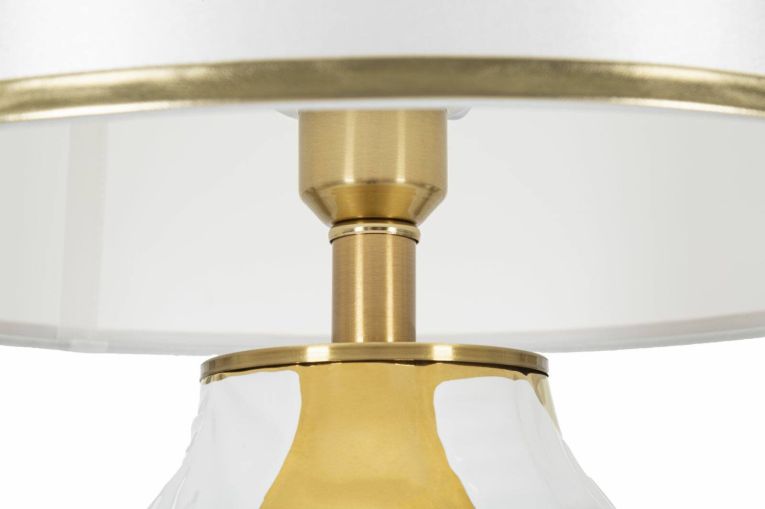 Lampada da tavolo Trompe, 40x40 h70 cm, Bianco e Oro