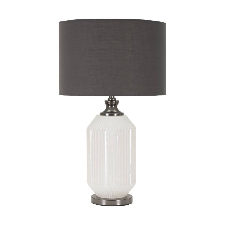 Lampada da tavolo Vidardo, 38x38 h65 cm, Bianco e Grigio