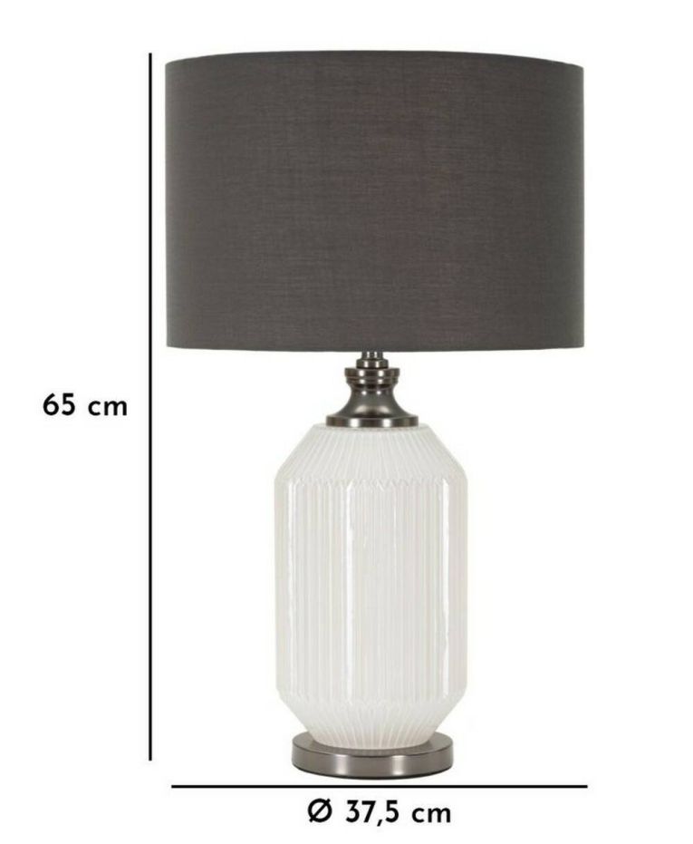 Lampada da tavolo Vidardo, 38x38 h65 cm, Bianco e Grigio