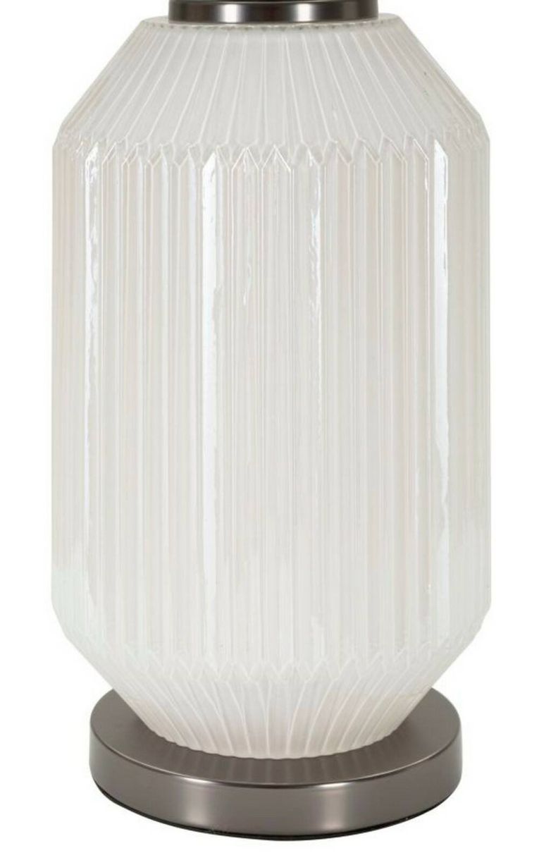 Lampada da tavolo Vidardo, 38x38 h65 cm, Bianco e Grigio