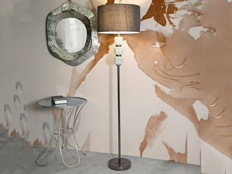 Lampada da terra Andevenno, 43x43 h163 cm, Bianco e Grigio