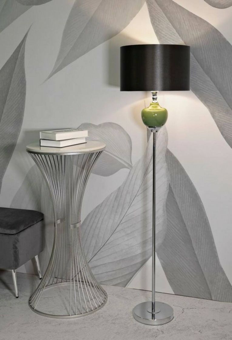 Lampada da terra Arcar, Luce da terra, Lampada da pavimento, Lampada a stelo, 40x40 h160 cm, Verde e Grigio