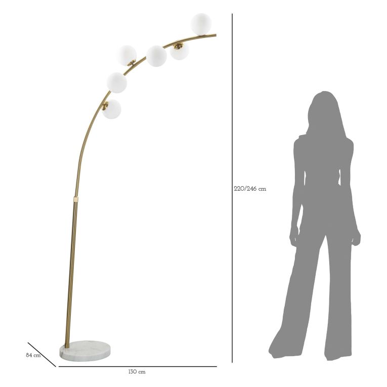 Lampada da Terra Bianco Marmo oro Necessarie 6 Lampadine Attacco e14, Interruttore Pedaliera - Bale
