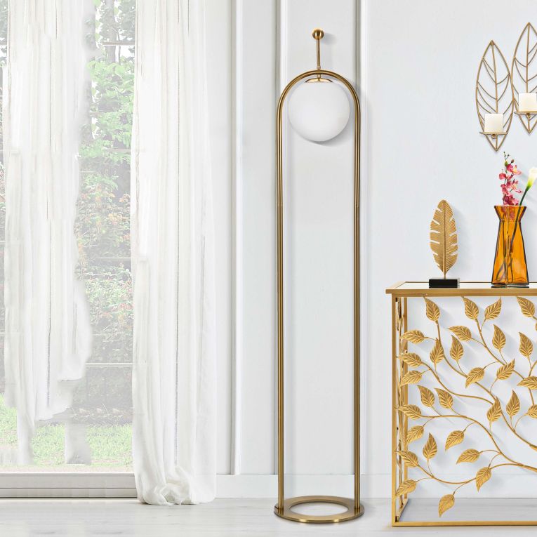 Lampada da Terra Bianco oro Necessaria 1 Lampadina Attacco e27, Interruttore Pedaliera - Fami