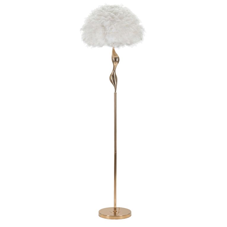 Lampada da Terra Bianco oro Necessaria 1 Lampadina Attacco e27, Paralume - Skagwa