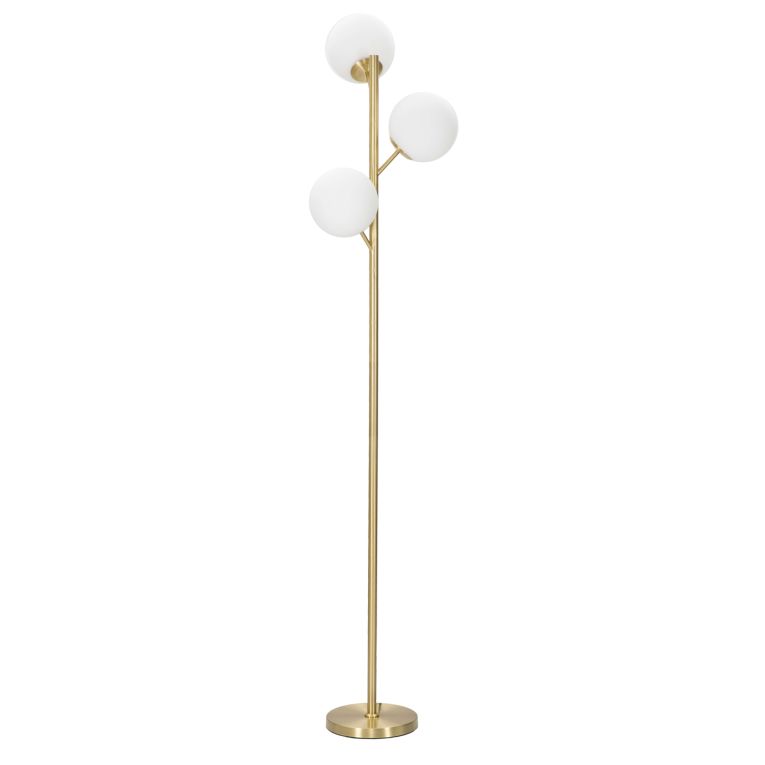 Lampada da Terra Bianco oro Necessarie 3 Lampadine Attacco e14, Interruttore Pedaliera - Kisoro