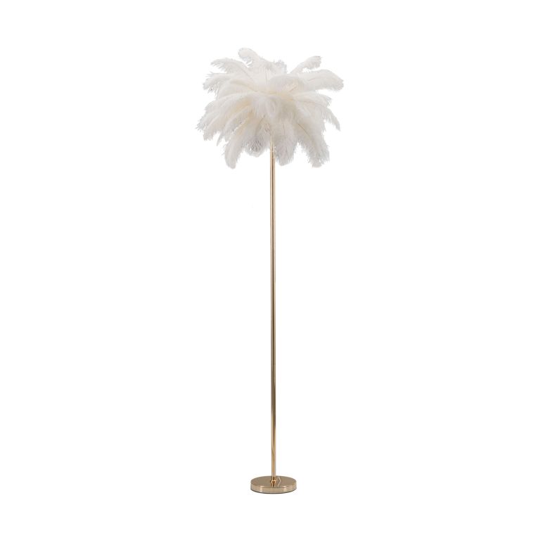 Lampada da Terra Bianco oro Necessarie 3 Lampadine Attacco e14, Paralume - Bakamo