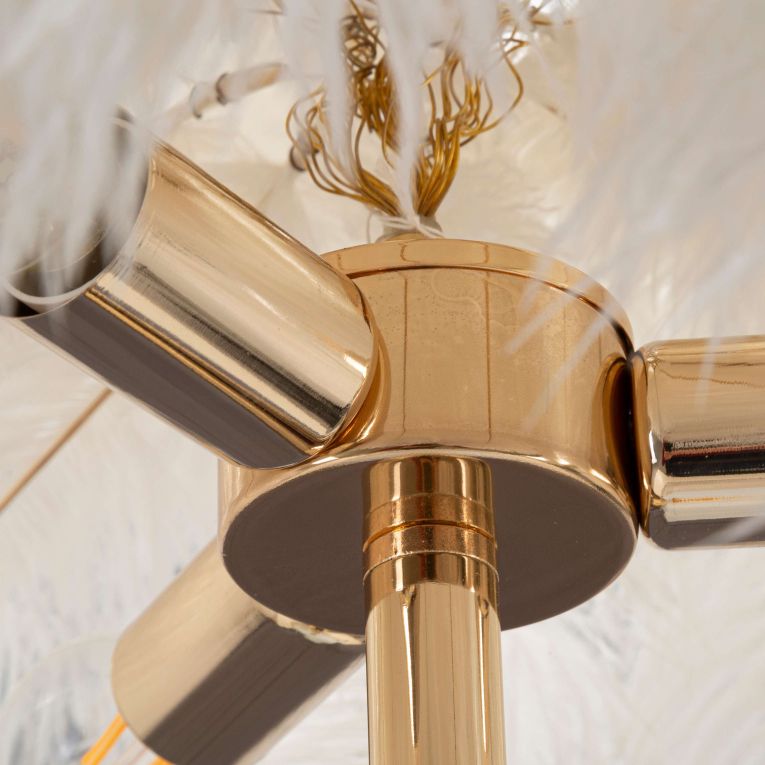 Lampada da Terra Bianco oro Necessarie 3 Lampadine Attacco e14, Paralume - Bakamo