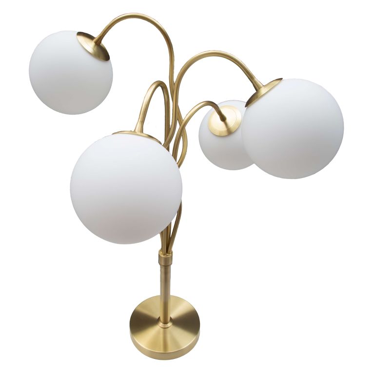 Lampada da Terra Bianco oro Necessarie 4 Lampadine Attacco e14, Interruttore Manuale - Antigu