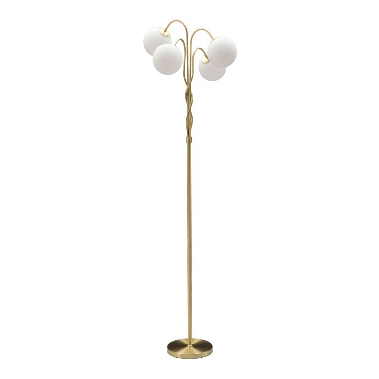 Lampada da Terra Bianco oro Necessarie 4 Lampadine Attacco e14, Interruttore Pedaliera - Famani