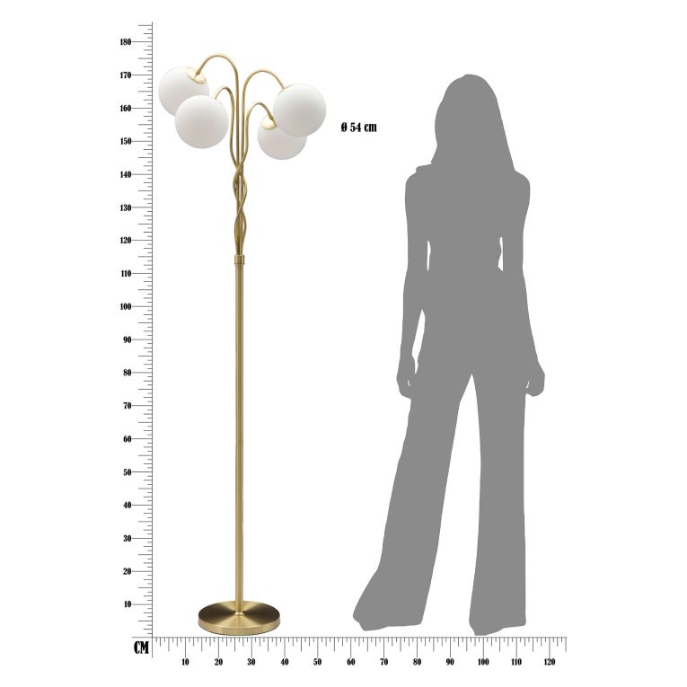 Lampada da Terra Bianco oro Necessarie 4 Lampadine Attacco e14, Interruttore Pedaliera - Famani