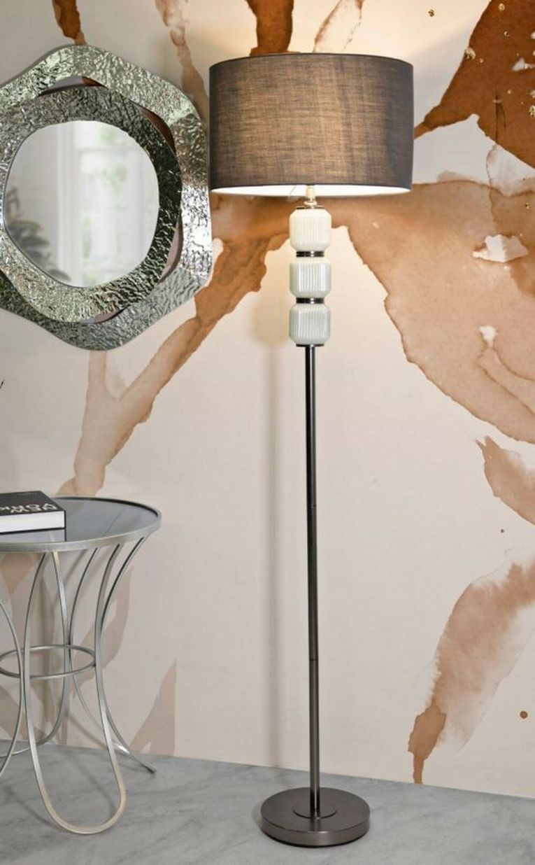 Lampada da terra Bistrita, Luce da terra, Lampada da pavimento, Lampada a stelo, 43x43 h163 cm, Bianco e Grigio