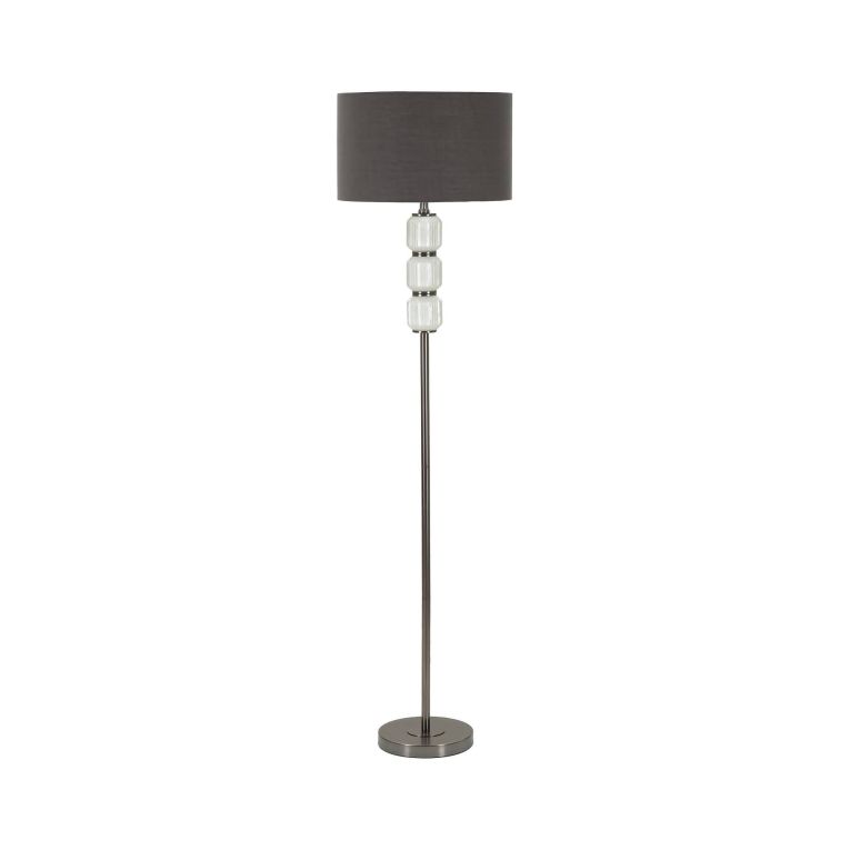 Lampada da terra Bistrita, Luce da terra, Lampada da pavimento, Lampada a stelo, 43x43 h163 cm, Bianco e Grigio