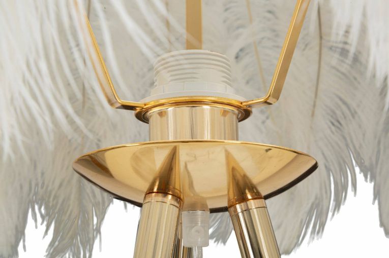 Lampada da terra Blufi, Luce da terra, Lampada da pavimento, Lampada a stelo, 46x46 h147 cm, Bianco e Oro
