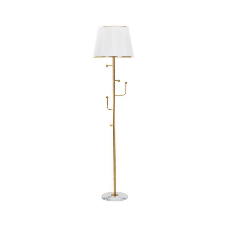 Lampada da terra Borbona, Luce da terra, Lampada da pavimento, Lampada a stelo, 41x41 h173 cm, Bianco e Oro