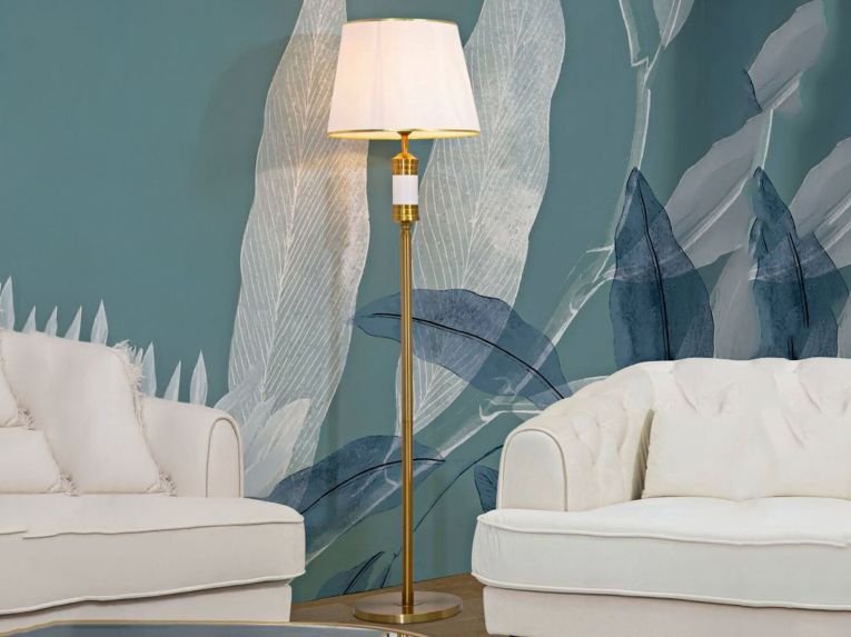 Lampada da terra Grisaille, 41x41 h160 cm, Bianco e Oro
