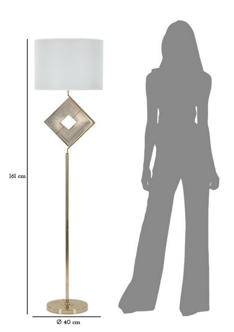 Lampada da terra Inchiostro, 40x40 h161 cm, Bianco e Oro