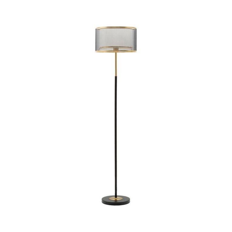 Lampada da terra Marouflage, 35x35 h153 cm, Nero e Oro