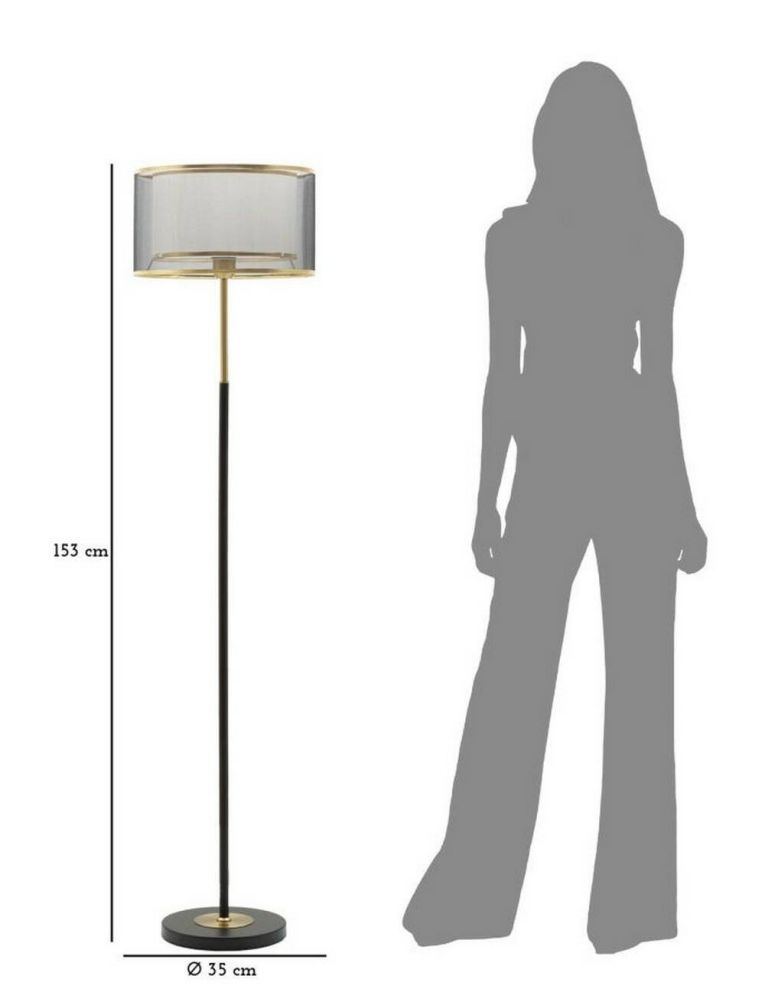Lampada da terra Marouflage, 35x35 h153 cm, Nero e Oro