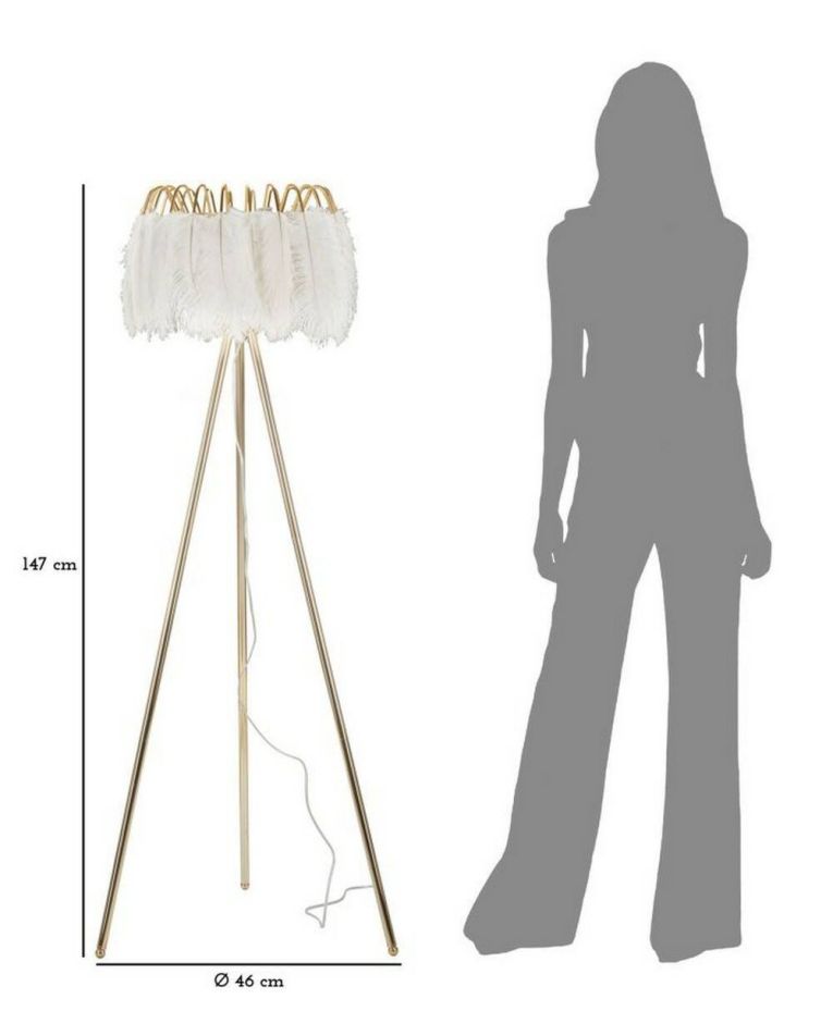 Lampada da terra Millefleur, 46x46 h147 cm, Bianco e Oro