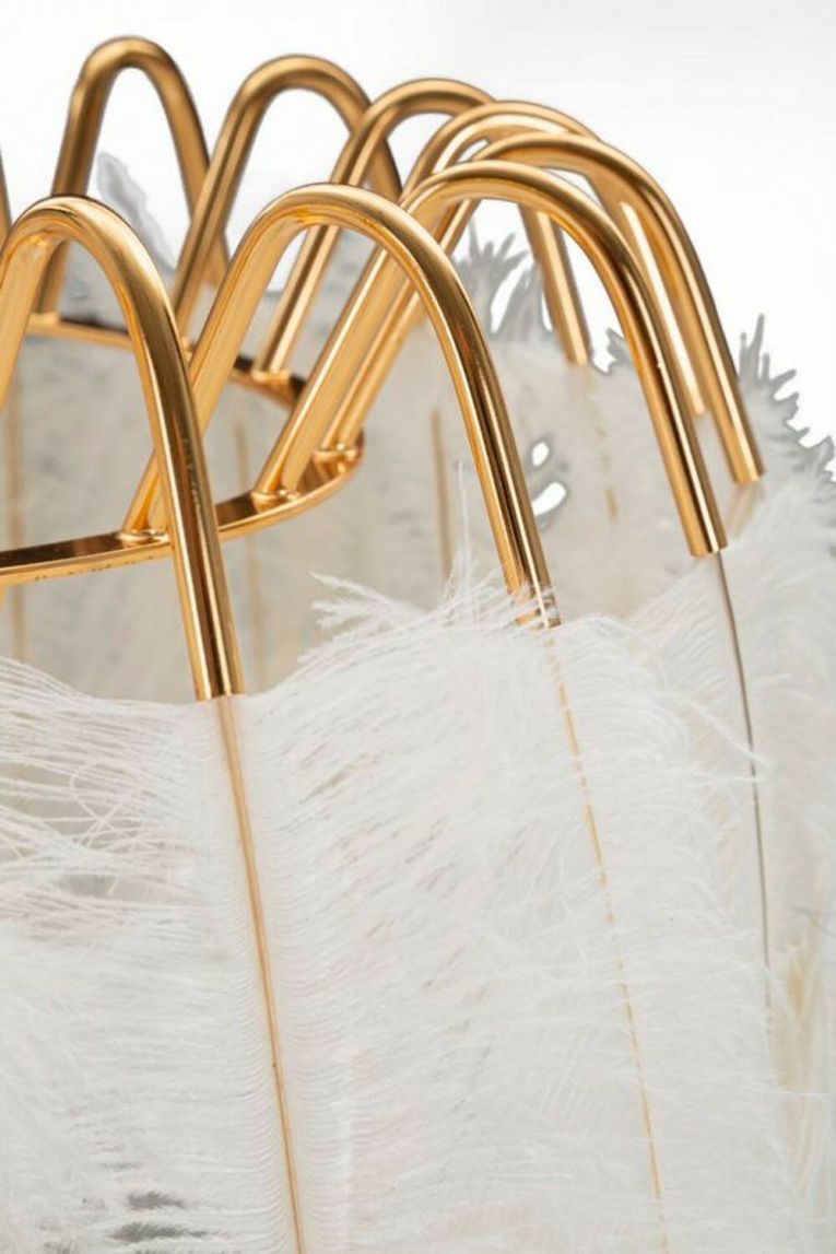 Lampada da terra Millefleur, 46x46 h147 cm, Bianco e Oro