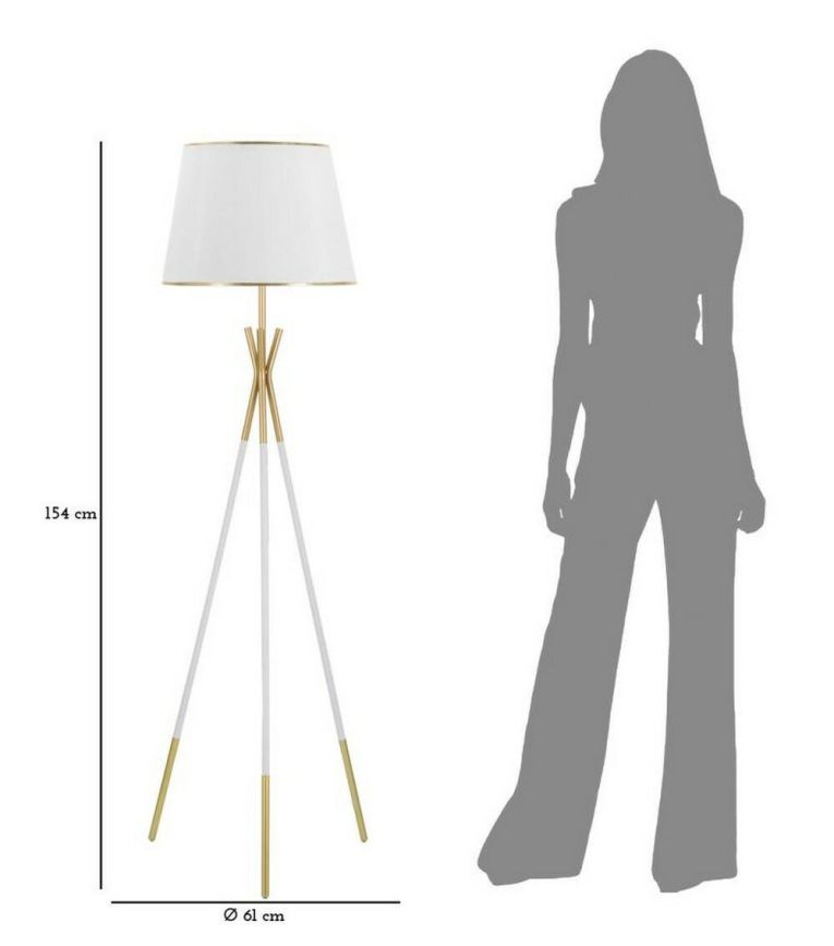 Lampada da terra Murales, 61x61 h154 cm, Bianco e Oro