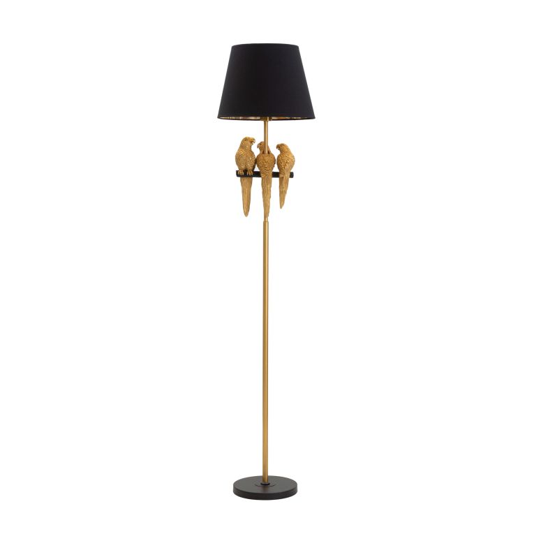 Lampada da Terra Nero oro Necessaria 1 Lampadina Attacco e27, Paralume - Dariha