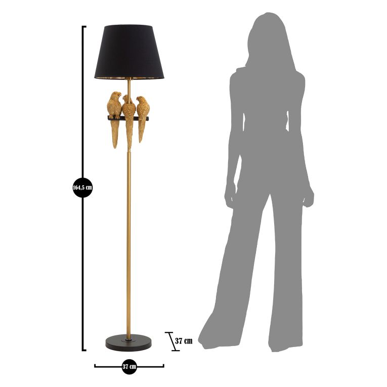 Lampada da Terra Nero oro Necessaria 1 Lampadina Attacco e27, Paralume - Dariha