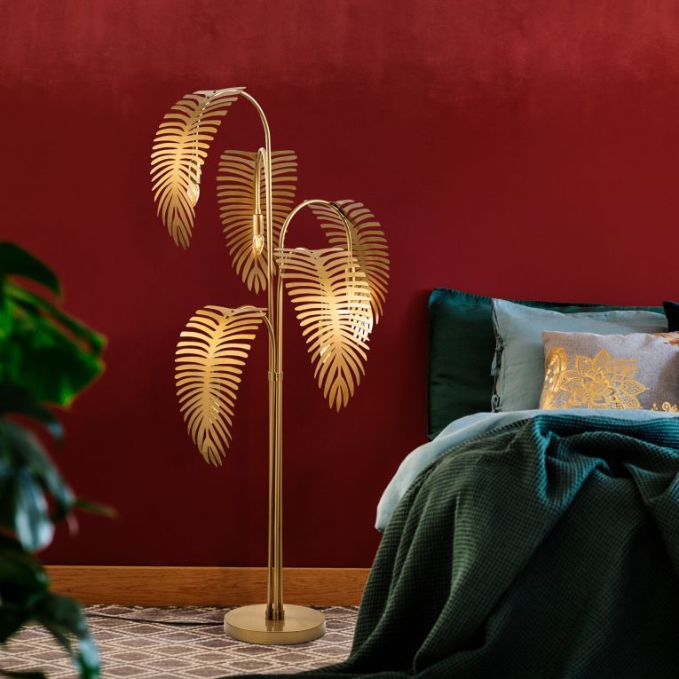 Lampada da Terra oro Attacco e 14 max 40 w Paralume, Interruttore Connessione Diretta - Tifernina