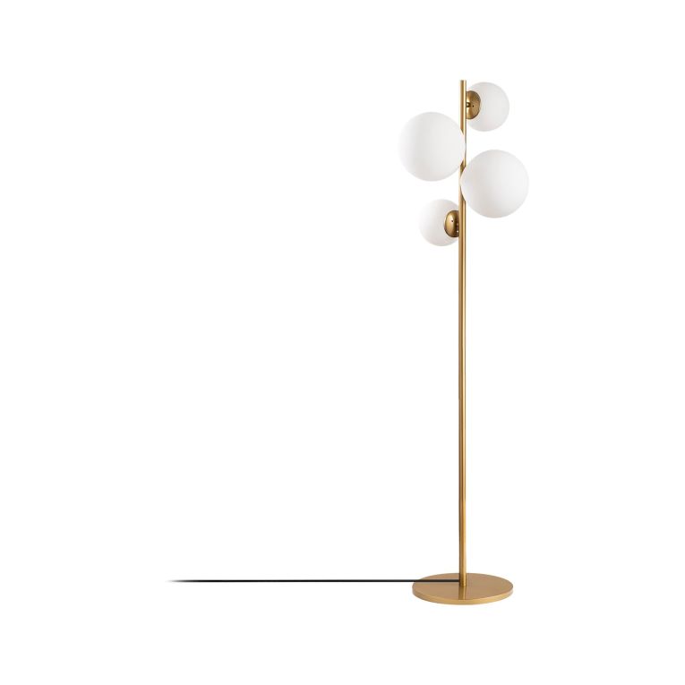 Lampada da Terra oro Bianco Paralume Attacco e 14 max 40 w, Interruttore Connessione Diretta - Mannelli