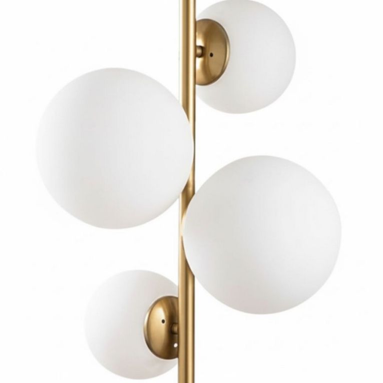 Lampada da Terra oro Bianco Paralume Attacco e 14 max 40 w, Interruttore Connessione Diretta - Mannelli