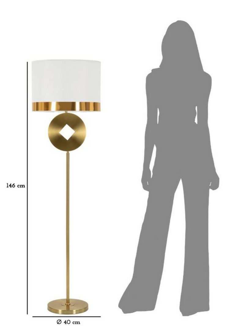 Lampada da terra Telero, 40x40 h151 cm, Bianco e Oro