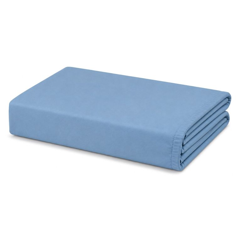 Lenzuolo Singolo Azzurro 100% Cotone Egiziano, Lenzuolo Sotto con Angolo da 27 cm - Diletto Luxury