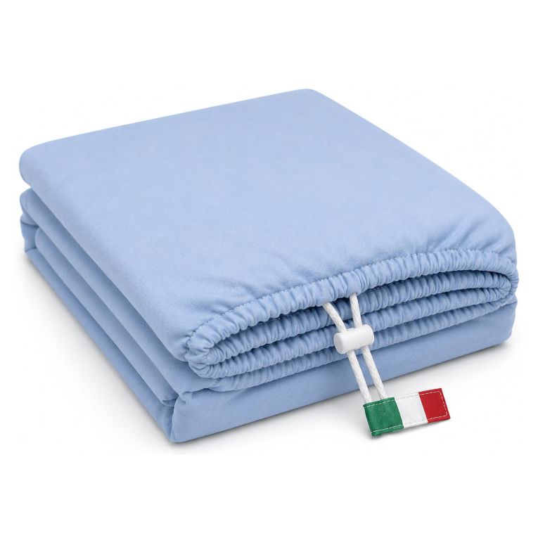 Lenzuolo Singolo blu Fiordaliso Sistema di Fissaggio Brevettato Antiscivolo, Cordini Regolabili con Clip di Tensione - Diletto Luxury