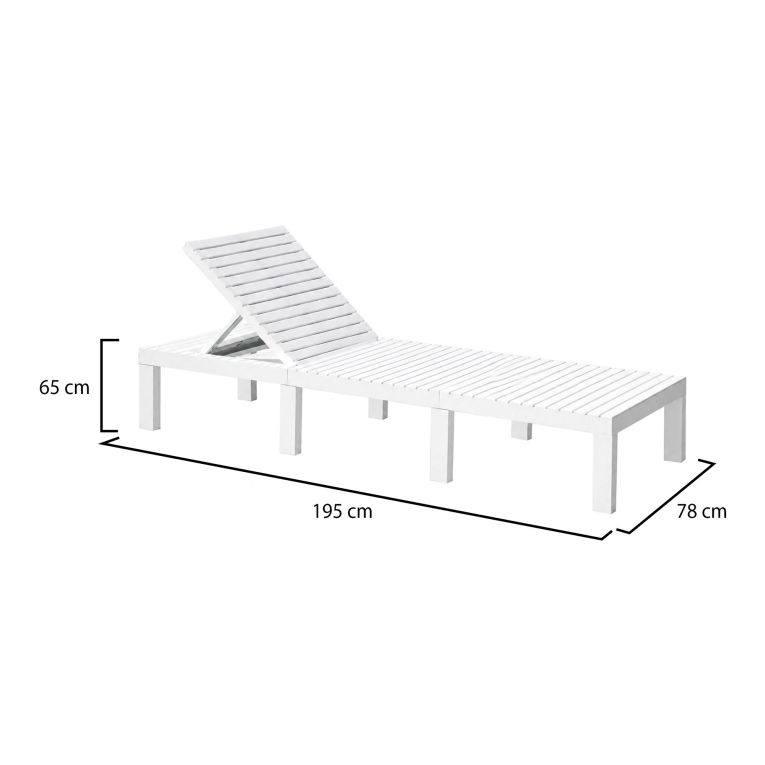 Lettino da giardino schienale regolabile 195x78cm bianco - Ababahi